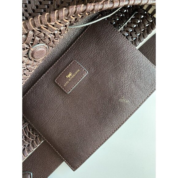 Anya Hindmarch Neeson Leather Woven Bucket Bag in Rosewood Brown - Picture 16 of 16